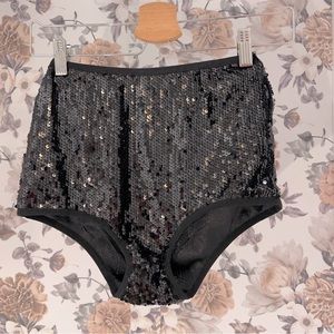 Missguided Black Cheeky Sequin Shorts